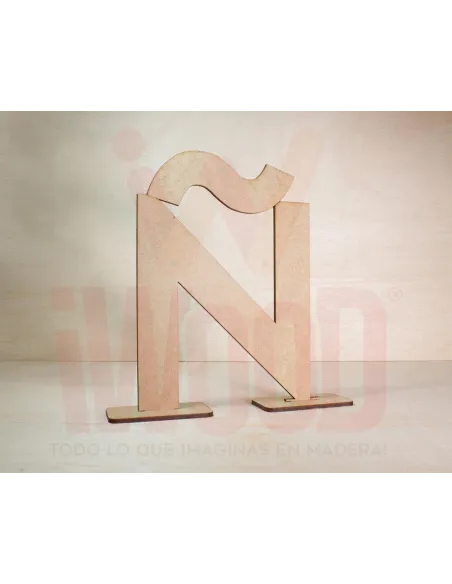 LETRA MADERA S/PINTAR 15X15X0.3CM MODELO LETRA Ñ