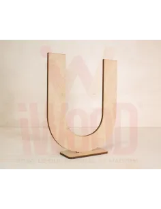LETRA MADERA S/PINTAR 15X15X0.3CM MODELO LETRA U