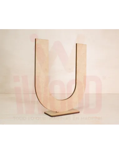 LETRA MADERA S/PINTAR 15X15X0.3CM MODELO LETRA U
