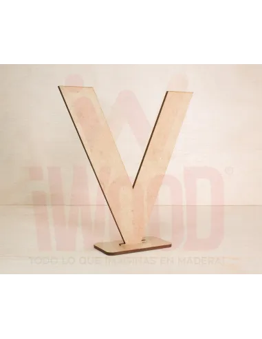 LETRA MADERA S/PINTAR 15X15X0.3CM MODELO LETRA V