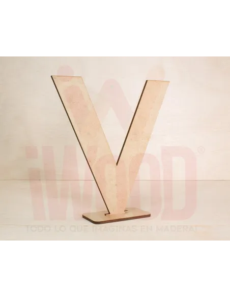 LETRA MADERA S/PINTAR 15X15X0.3CM MODELO LETRA V