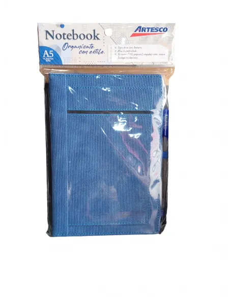 LIBRETA ARTESCO NB WALLET AZUL 96H 80GR  LAPICERO