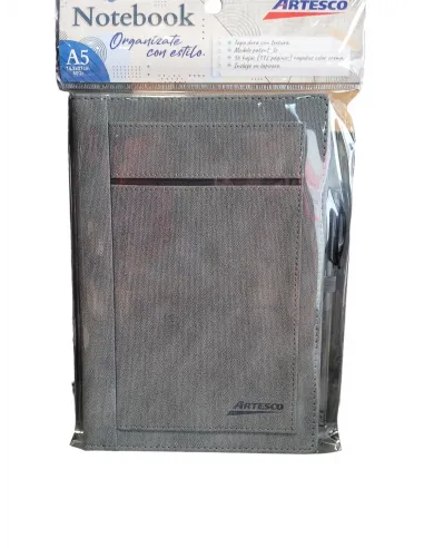 LIBRETA ARTESCO NB WALLET GRIS 96H 80GR  LAPICERO