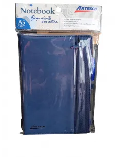 LIBRETA ARTESCO NB ZIPPER AZUL 96H 80GR  LAPICERO