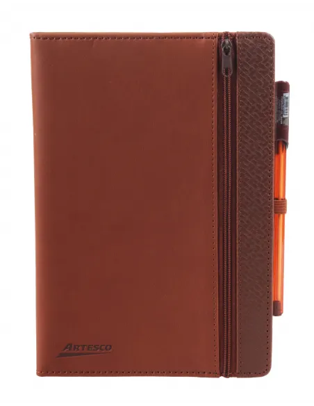 LIBRETA ARTESCO NB ZIPPER MARRON 96H 80GR  LAPICERO