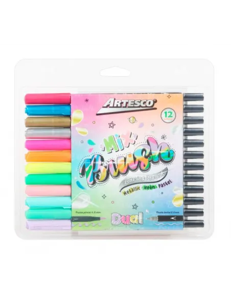 MARC. ARTESCO DOBLE PUNTA MIX (MET/NEON/PAST) X 12COL