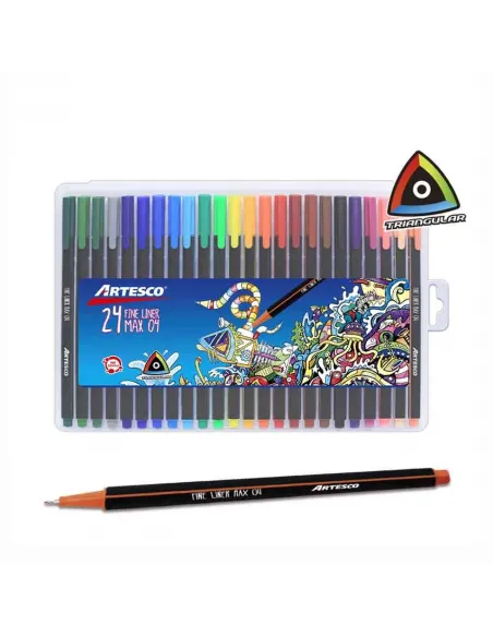 MARC ARTESCO MAX04 FINELINER TRIANG X 24 COLORES CAJA PLASTICA