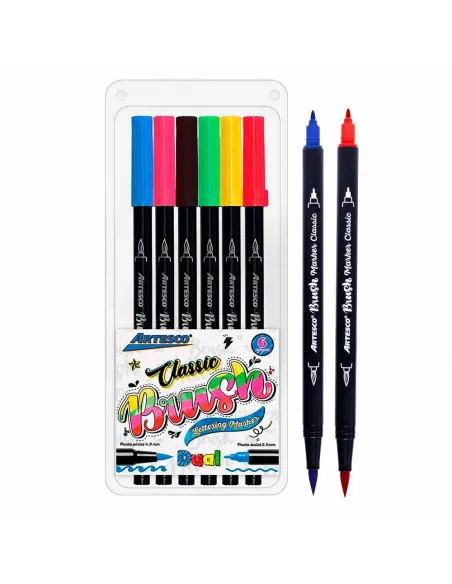 MARC ARTESCO PINCEL DOBLE PUNTA CLASIC X 6 COL