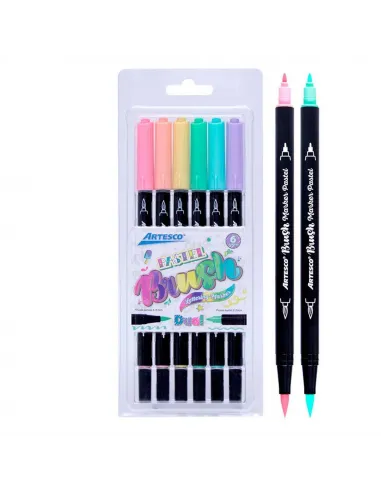 MARC ARTESCO PINCEL DOBLE PUNTA PASTEL X 6 COL