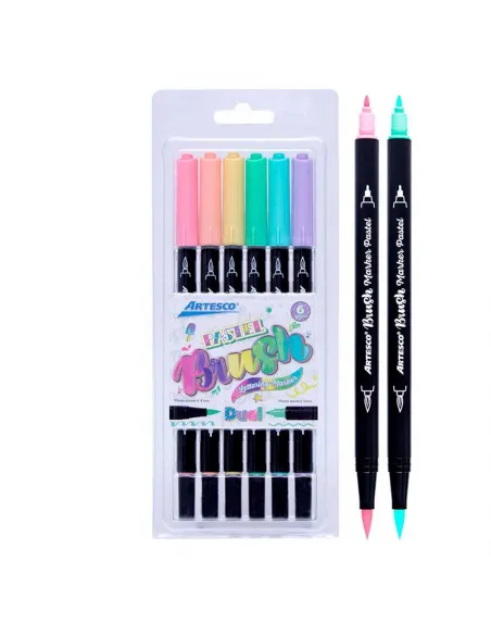 MARC ARTESCO PINCEL DOBLE PUNTA PASTEL X 6 COL