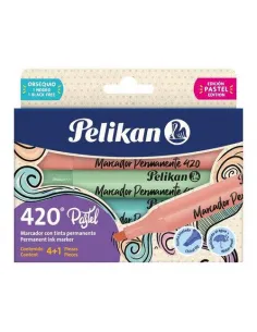 MARC. PELIKAN 420 PERMANENTE PASTEL X 4 COL  1 NEGRO