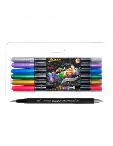 MARC ARTESCO PINCEL DOBLE PUNTA METALIZADO X 6 COL