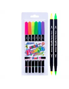 MARC ARTESCO PINCEL DOBLE PUNTA NEON X 6 COL