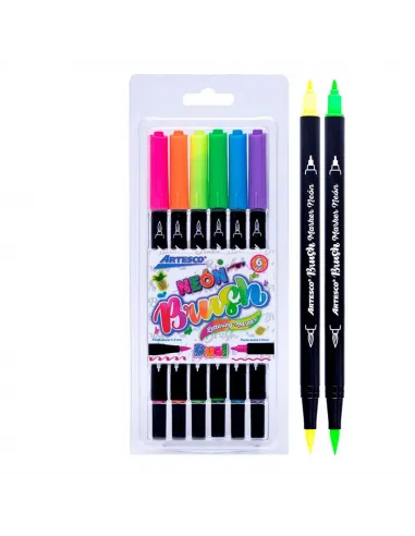 MARC ARTESCO PINCEL DOBLE PUNTA NEON X 6 COL