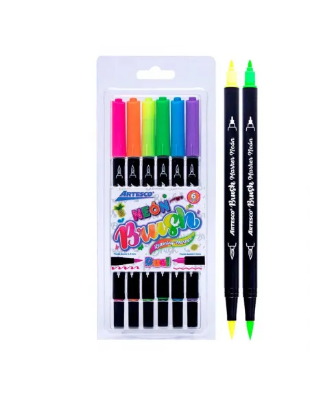 MARC ARTESCO PINCEL DOBLE PUNTA NEON X 6 COL