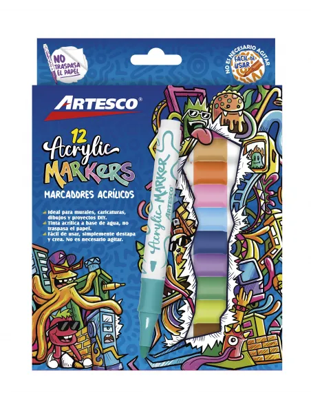 MARCADOR ARTESCO ACRYLIC MARKERS 12 COL.