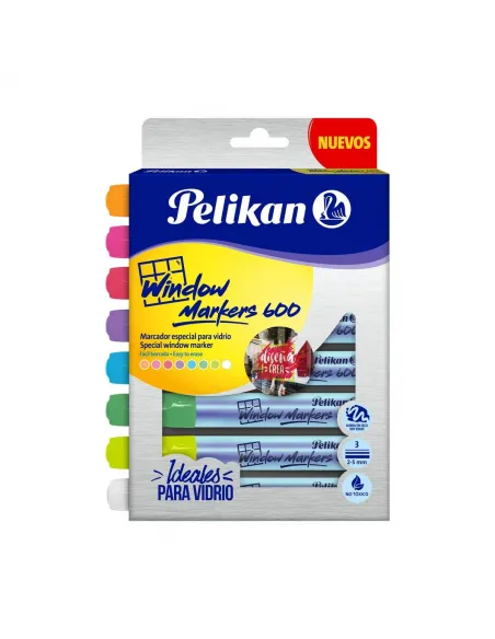 MARC PELIKAN WINDOWS MARKER  P/VIDRIO X 8 COL