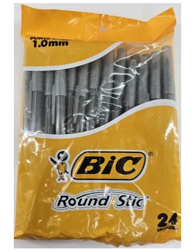 BOLIG BIC ROUND STIC NEGRO P/M 1.0 X 24UND REDONDO
