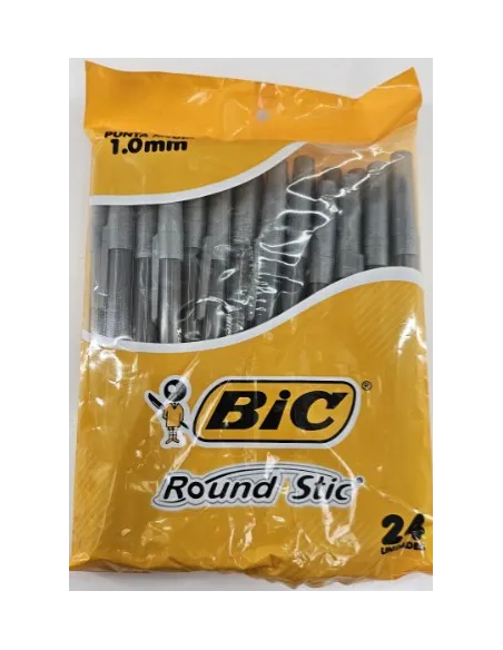 BOLIG BIC ROUND STIC NEGRO P/M 1.0 X 24UND REDONDO
