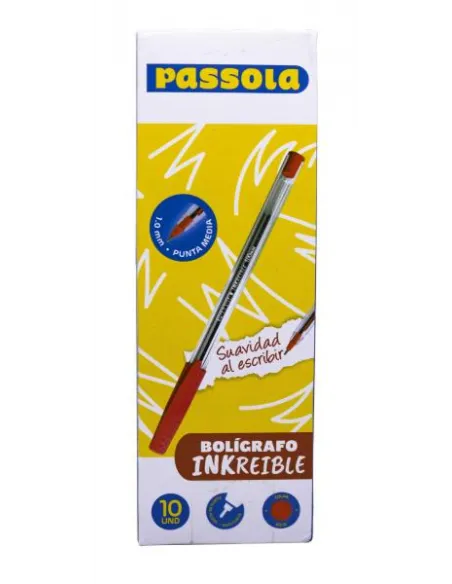 BOLIGRAFO PASSOLA INKREIBLE P/M ROJO X10