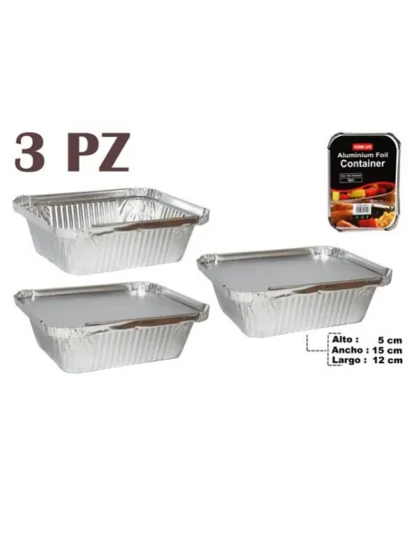 MOLDE DESECHABLE DE ALUMINIO X3PZ 5X15X12 C/TAPA REF. AF1500