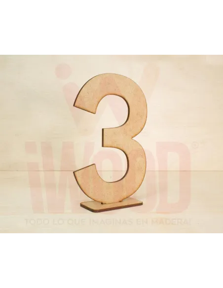 NUMERO MADERA S/PINTAR 15X10CM NUMERO 3