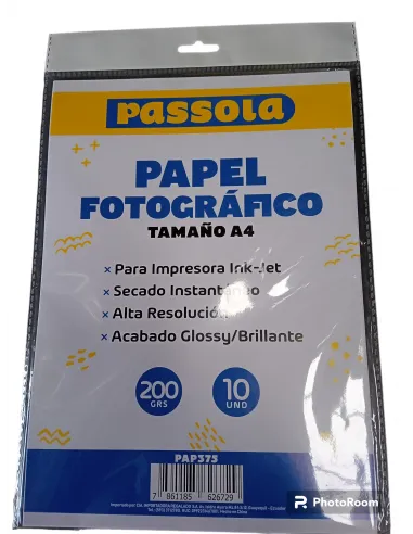 PAPEL FOTOGRAFICO PASSOLA A4 200GR FUNDA X 10