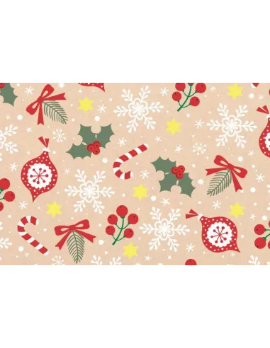 PAPEL REGALO NAV. 50X90CM KRAFT COPOS MUERDAGOS  R. 51504