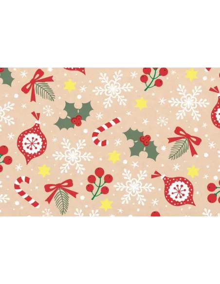 PAPEL REGALO NAV. 50X90CM KRAFT COPOS MUERDAGOS  R. 51504