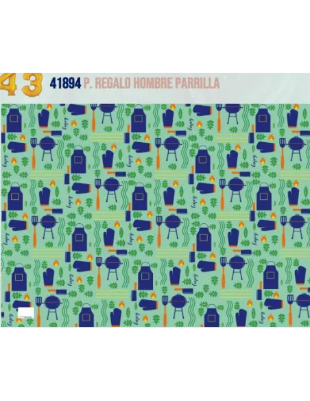PAPEL REGALO 50X70 HOMBRE PARRILLA R. 41894