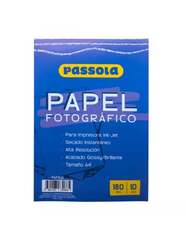 PAPEL FOTOGRAFICO PASSOLA A4 180GR FUNDA X10