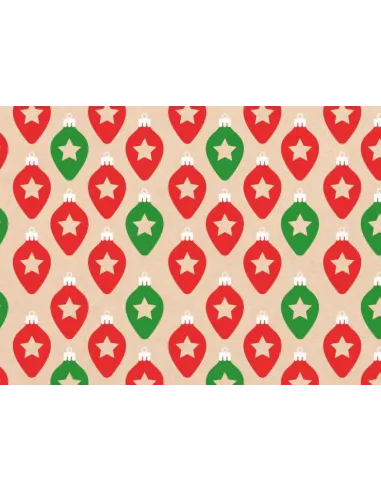 PAPEL REGALO NAV. 50X90 KRAFT BOMBILLOS RED GREEN R. 51495