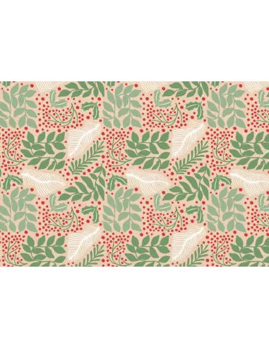 PAPEL REGALO NAV. 50x90 KRAFT HOJAS Y CEREZOS R. 51503