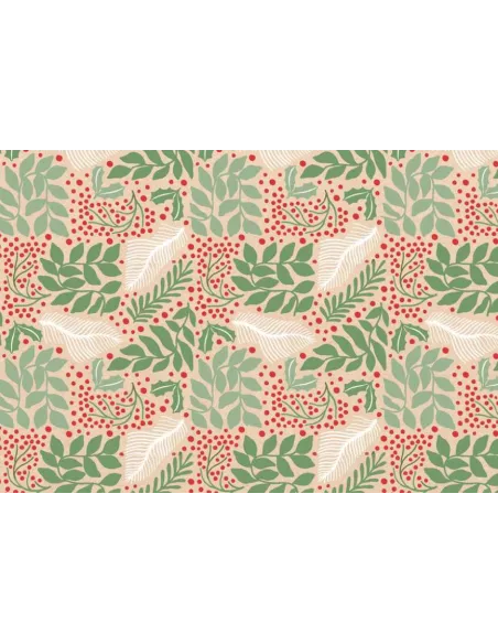 PAPEL REGALO NAV. 50x90 KRAFT HOJAS Y CEREZOS R. 51503