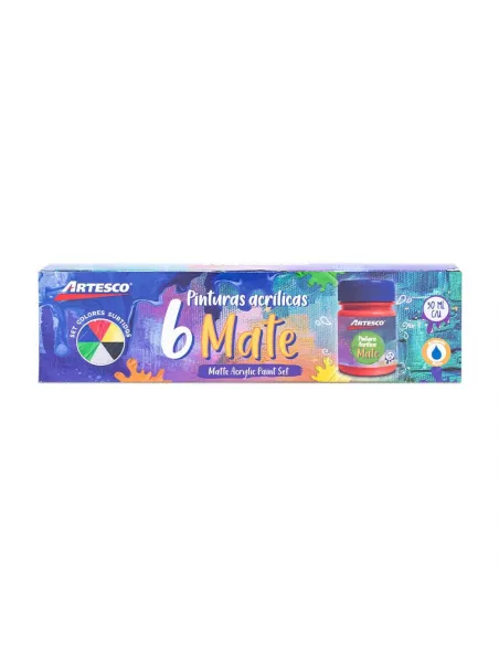 PINTURA ARTESCO ACRILICA MATE SET X 6COL 30ML C/U