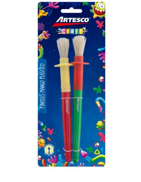 PINCEL ARTESCO P.CERDA REDONDA M/PLASTICO X2