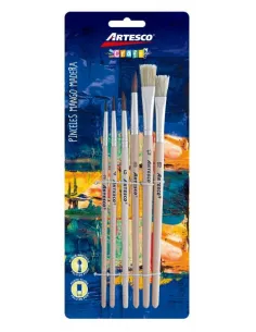PINCEL ARTESCO P.PONY PLANA/REDONDA M/MADERA X6