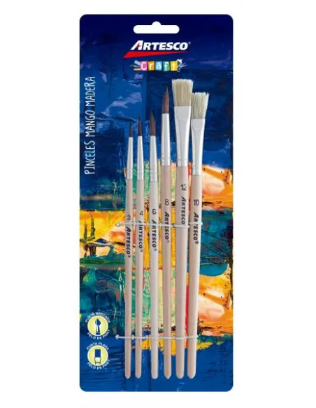 PINCEL ARTESCO P.PONY PLANA/REDONDA M/MADERA X6