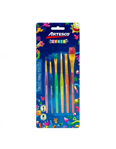 PINCEL ARTESCO P.NYLON PLANA/REDONDA PLASTICO X6