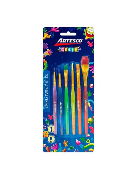 PINCEL ARTESCO P.NYLON PLANA/REDONDA PLASTICO X6