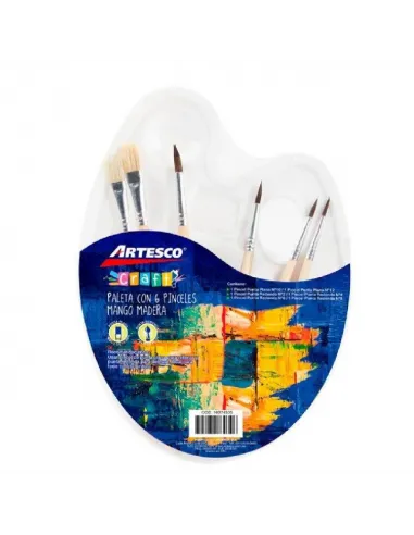 PINCEL ARTESCO P.NYLON PLN/RDNDO C/PALETA X6