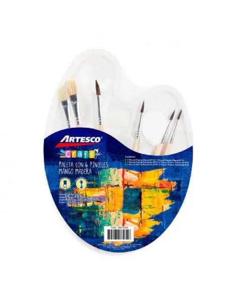 PINCEL ARTESCO P.NYLON PLN/RDNDO C/PALETA X6