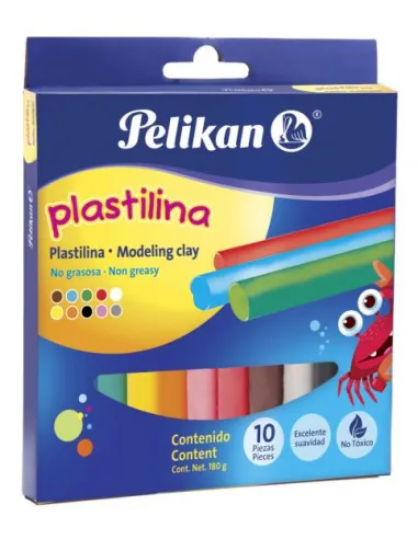 PLASTILINA PELIKAN JUMBO X 10 COL 180gr