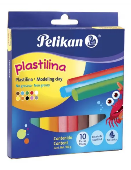 PLASTILINA PELIKAN JUMBO X 10 COL 180gr