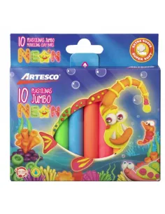 PLASTILINA ARTESCO JUMBO NEON X 10