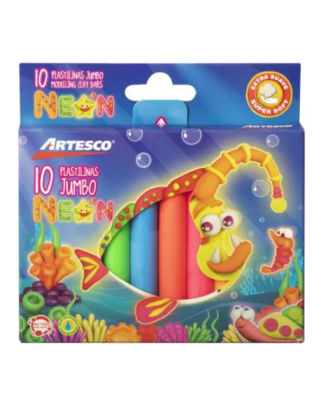 PLASTILINA ARTESCO JUMBO NEON X 10