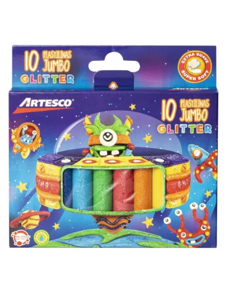PLASTILINA ARTESCO JUMBO ESCARCHADA X10