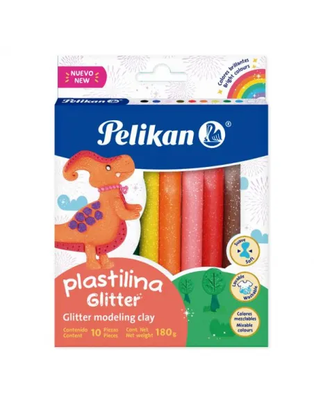 PLASTILINA PELIKAN JUMBO X 10 COL ESCARCHADO