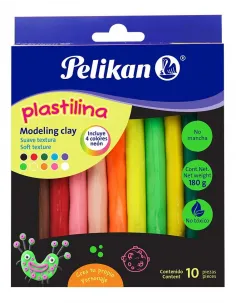 PLASTILINA PELIKAN JUMBO X 10 COL NEON
