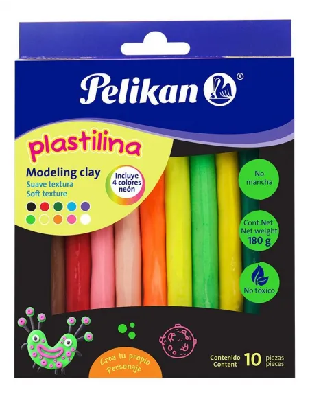 PLASTILINA PELIKAN JUMBO X 10 COL NEON